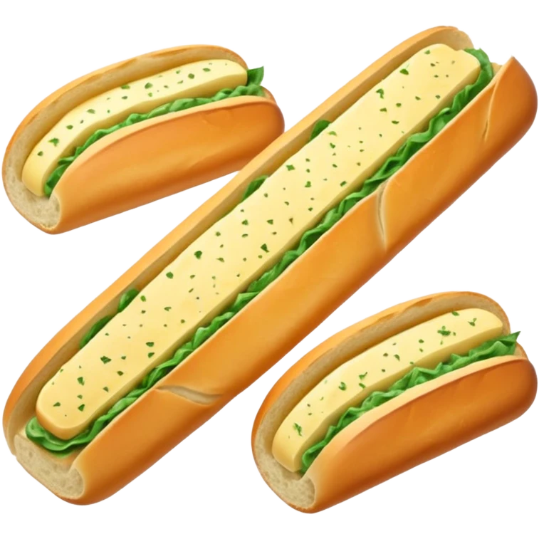 Garlic bread baguette with diagonal slices emoji
