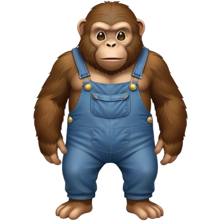 standing ape talking disheveled show full body wearing overalls cross-eyed emoji