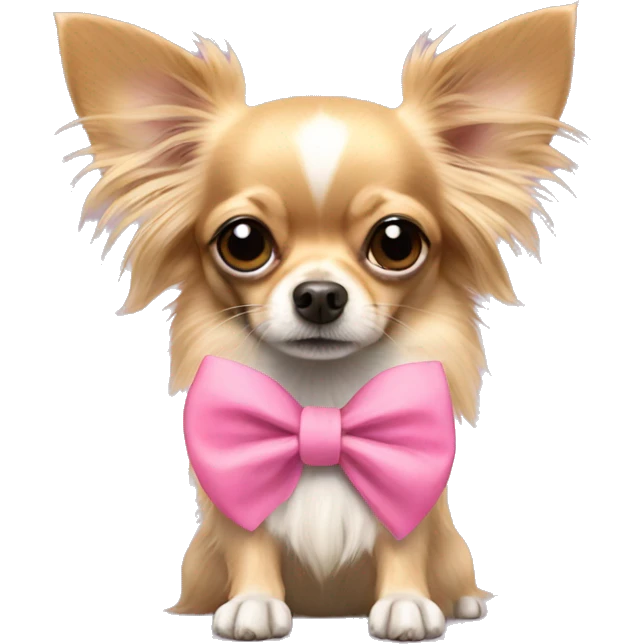long-haired chihuahua with a pink bow emoji