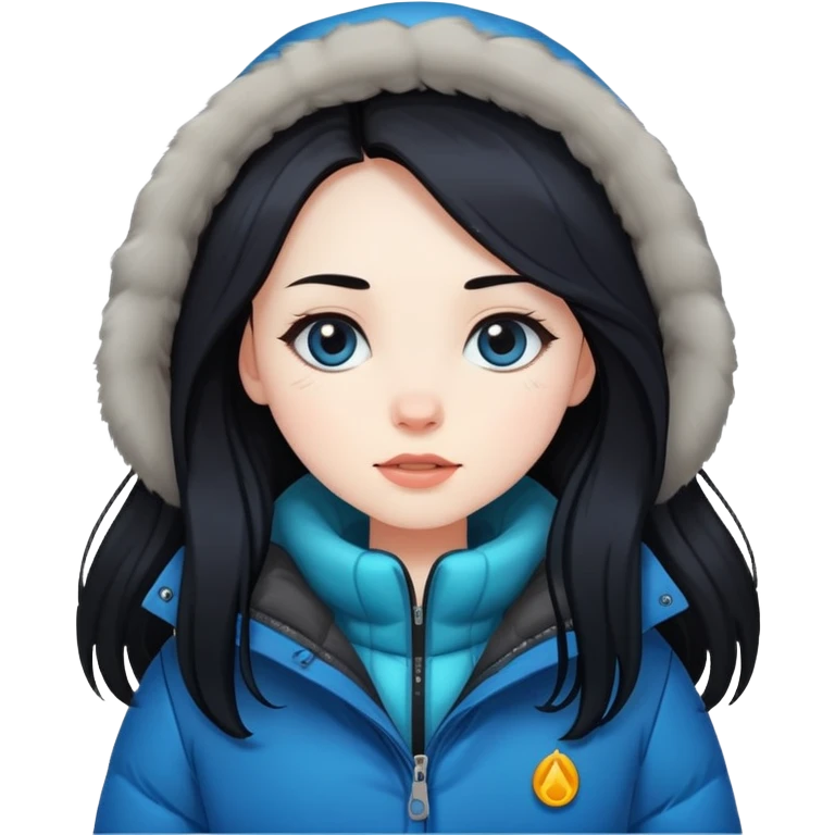 A girl with long black hair in a winter jacket emoji