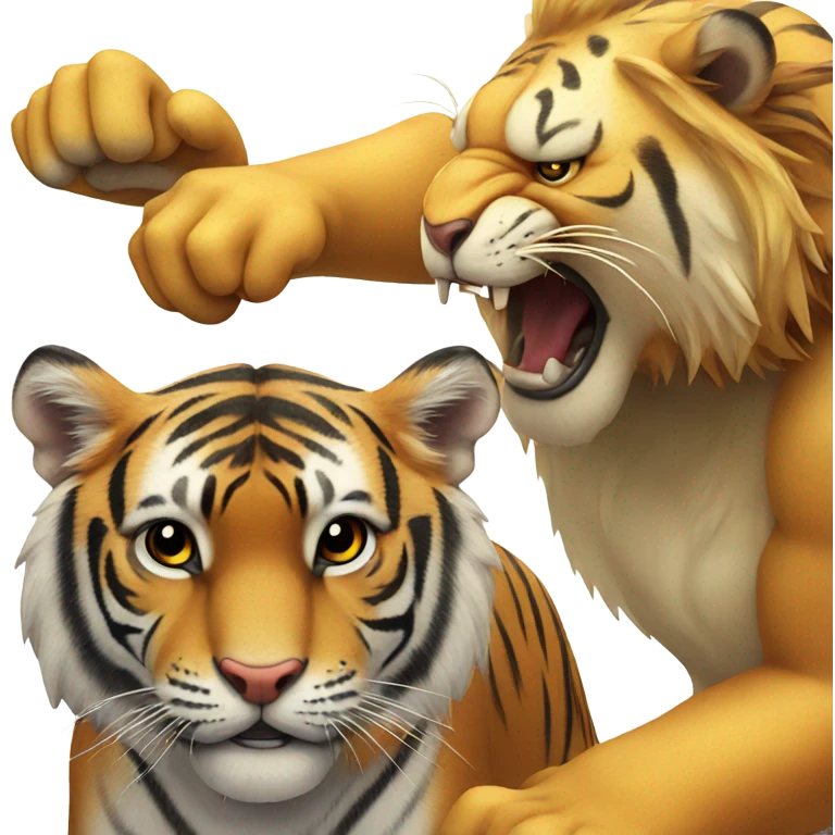 Tiger fighting a lion  emoji