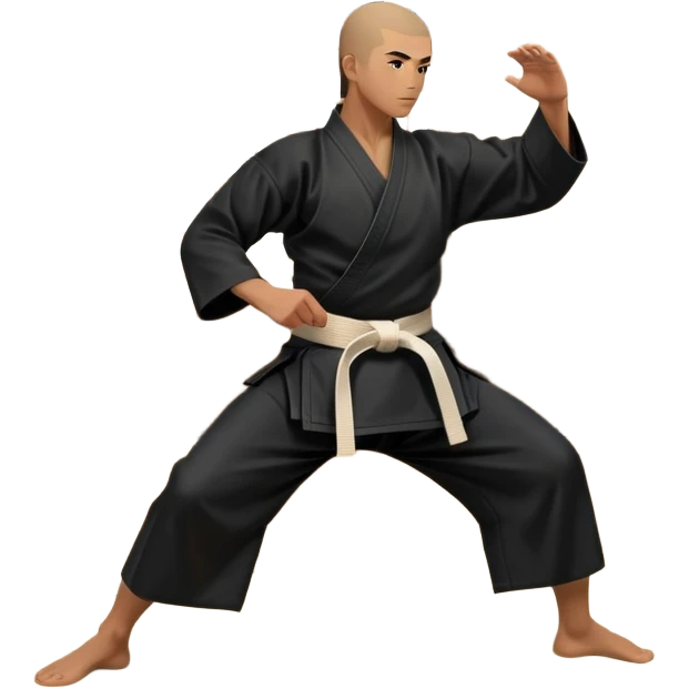 An icon depicting a martial artist in a black gi performing an Aikido technique in a dojo. The background showcases wooden floors, traditional dojo decor, and soft lighting that creates a peaceful yet focused atmosphere. The Aikido practitioner demonstrates fluid movement and precision.  emoji