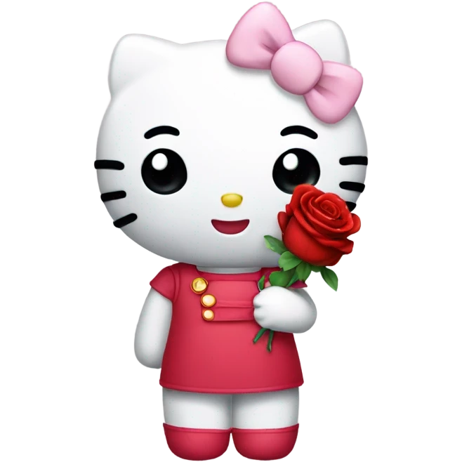 hello kitty holding roses emoji