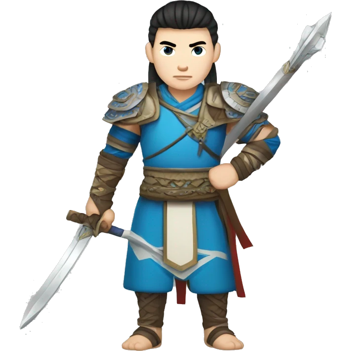 Male Mongolian warrior with white skin and blue eyes emoji
