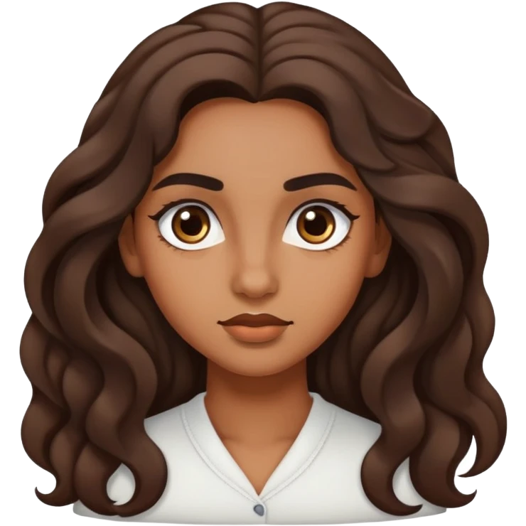 chica morena con pelo largo, ondulado, cejas de choni y ojos rasgados emoji