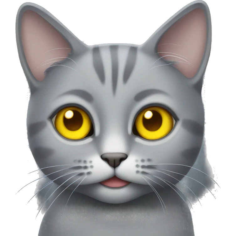 Grey cat with yellow eyes emoji