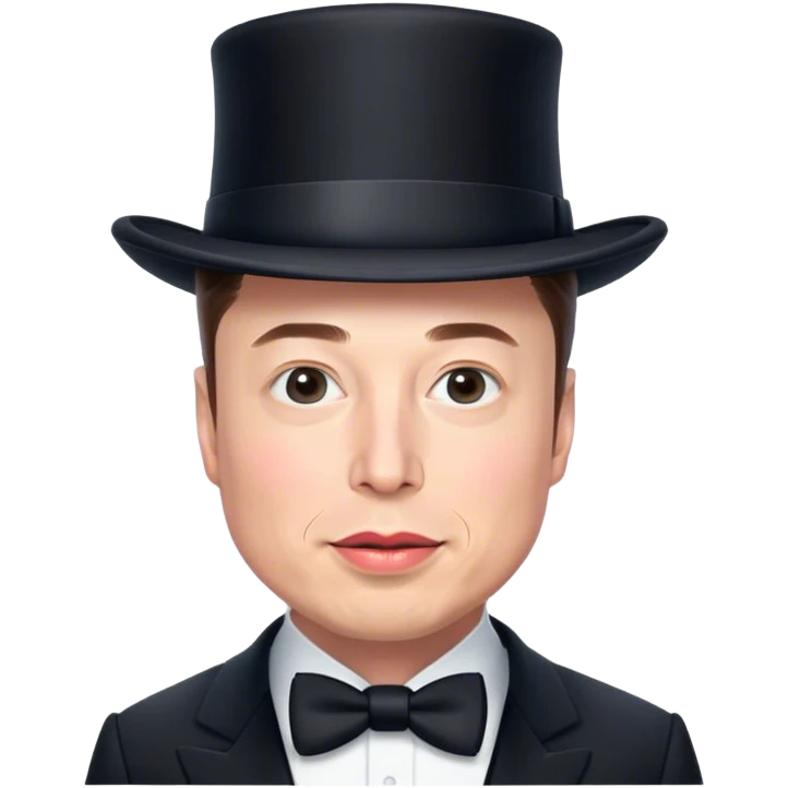 elon musk wearing a tophat emoji