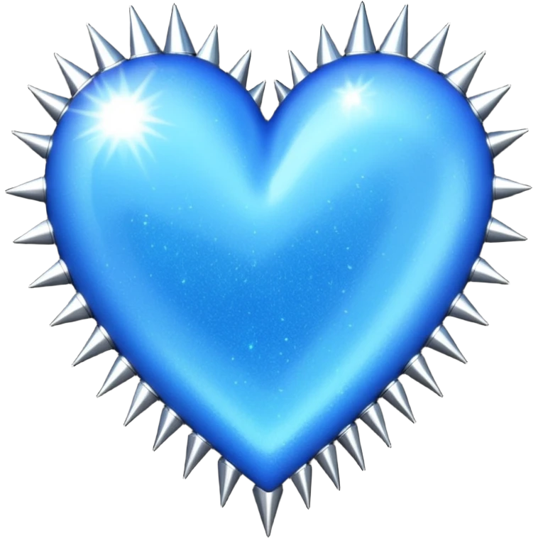 blue glittery heart with chrome spikes emoji