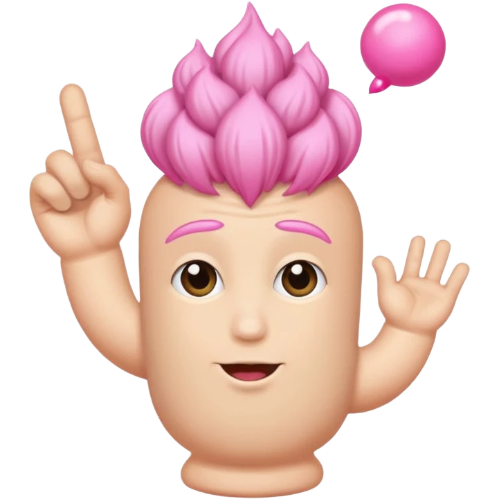 hand on big penis with pink tip and hair balls emoji