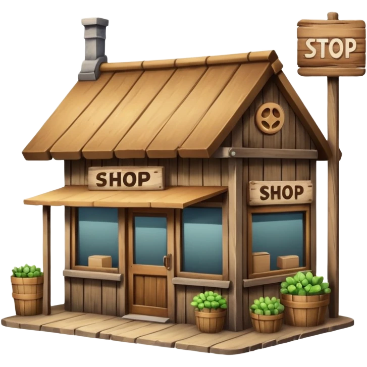 Magic Shop – Small wooden shop with “Shop” sign.
 emoji