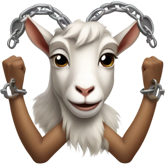 Cute guilty goat in handcuffs on her hands emoji