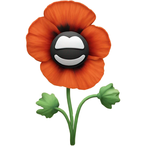 Poppy flower with hippies emoji