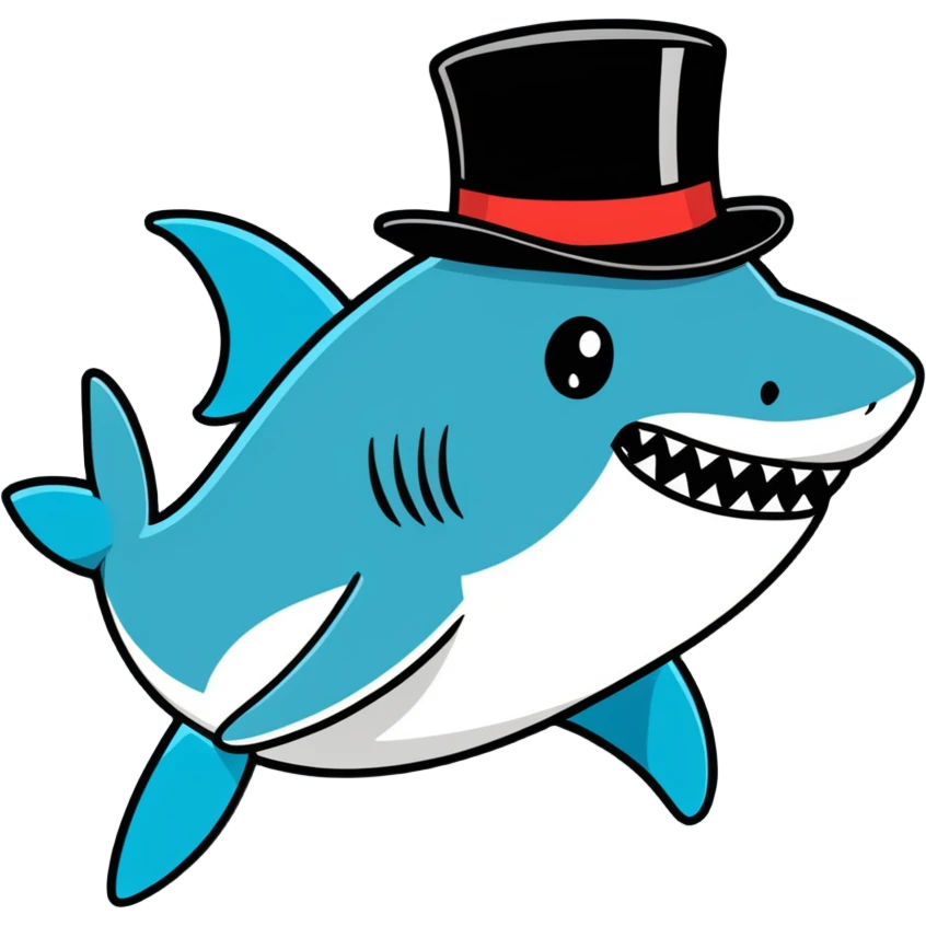 Shark with a top hat emoji