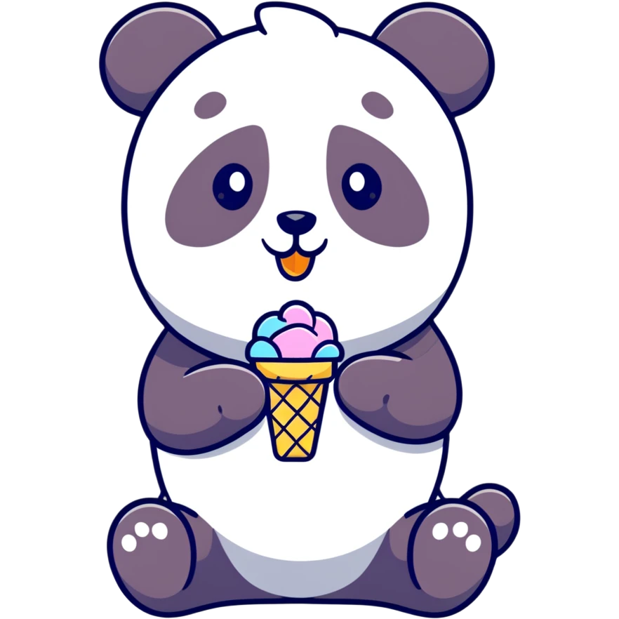 Panda eating ice cream emoji