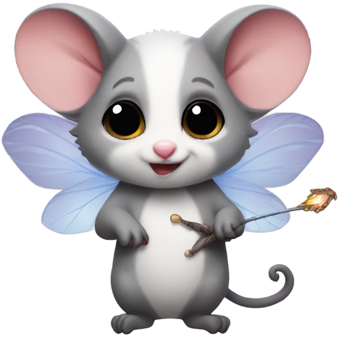 Possum with fairy wings and a wand  emoji
