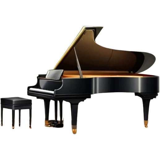 Icon for Musical Theater: a stage with musical notes, a spotlight and theatrical curtains, a grand piano. The icon should represent the fusion of music and theater, with emphasis on performance and orchestration. Transparent background. emoji