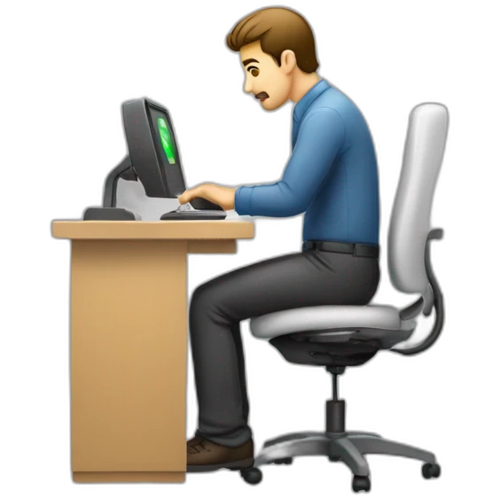 homme qui travaille sur un ordinateur sur un bureaux emoji