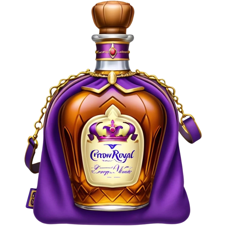 Crown Royal whisky bottle with purple bag emoji