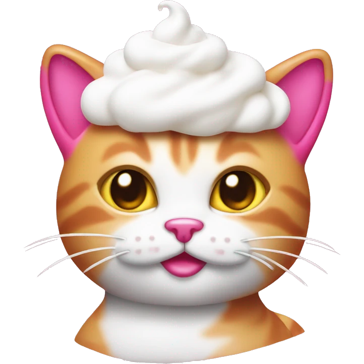 hot pink kitty cat with whipped cream on its head emoji