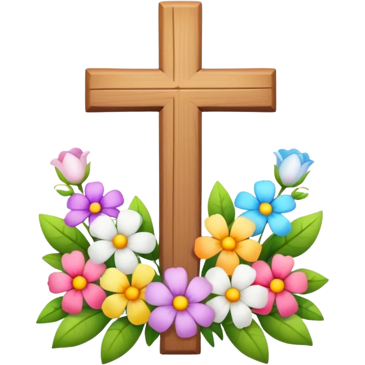 Cute Christian cross with flowers on it emoji