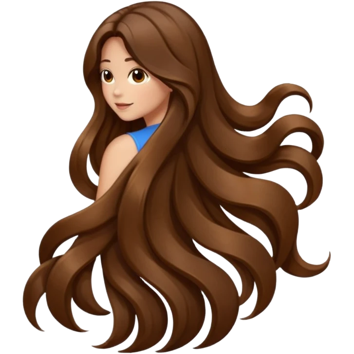 back view of long brown hair emoji