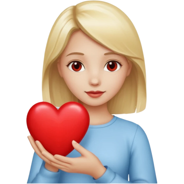 prayer girl blond hair red heart in her hands emoji
