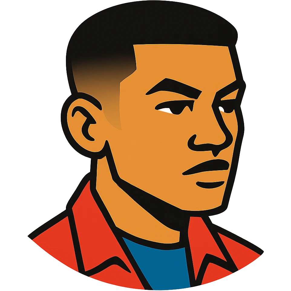 cartoon-style head with a low taper fade haircut, sharp edges, stylish appearance emoji