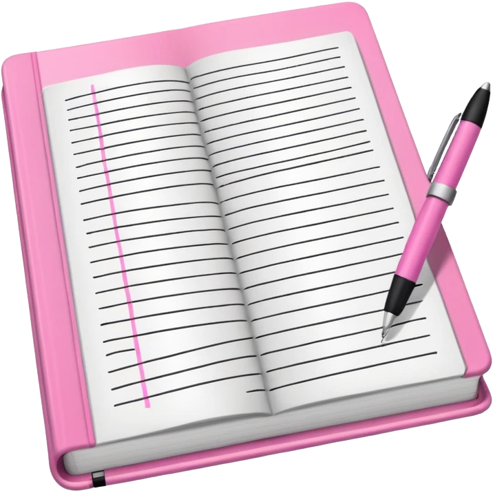 big open pink book and note pen add on it the word BUSY emoji