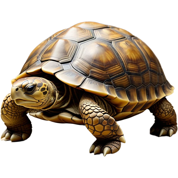 cinematic-tortoise-realistic-full-body-walking-emoji,-sturdy-domed-shell-in-rich-earthy-tones,-thick-scaled-legs-moving-slowly-but-deliberately,-wrinkled-wise-face-peering-ahead-with-calm-determination,-small-dark-eyes-reflecting-centuries-of-patience,-textured-leathery-skin-contrasting-with-the-hardness-of-its-shell,-simplified-yet-realistic-focused-features,-highly-detailed,-glowing-with-an-ancient-earthy-warmth emoji