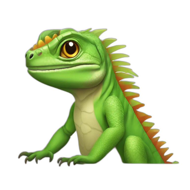 una iguana con una caguama emoji