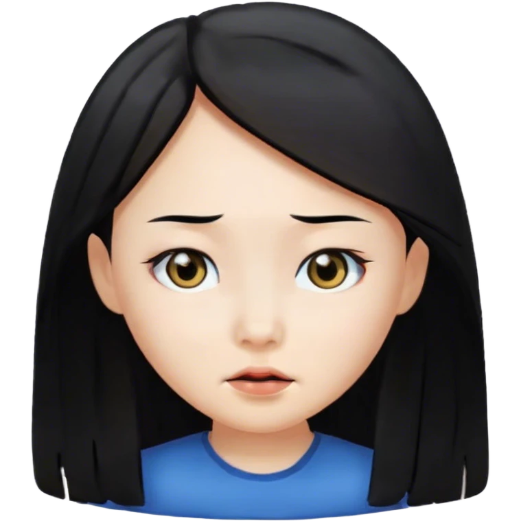 Long hair asian girl eye rolling emoji