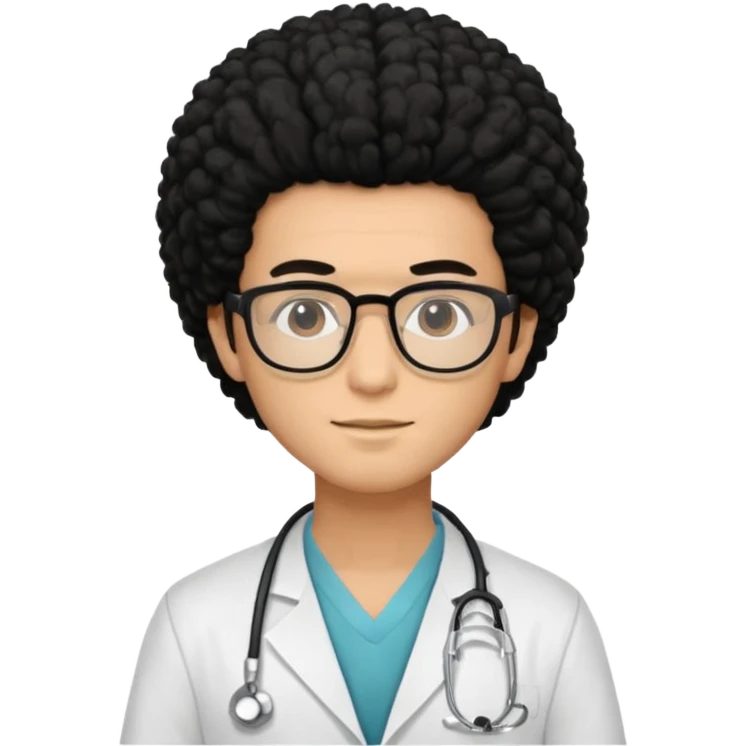 A young male slim doctor with long black afro hair which covered his forehead emoji
