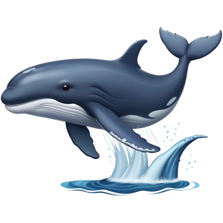 Detailed whale jumpinh without fin on its back emoji