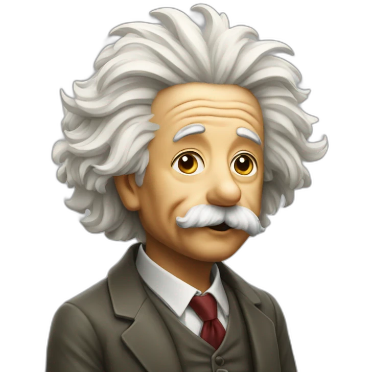 Einstein with an apple emoji