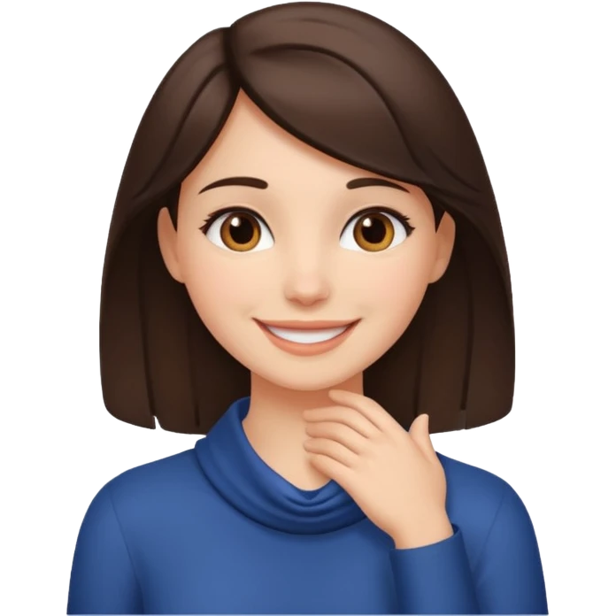 Brunette girl with hand on around neck emoji