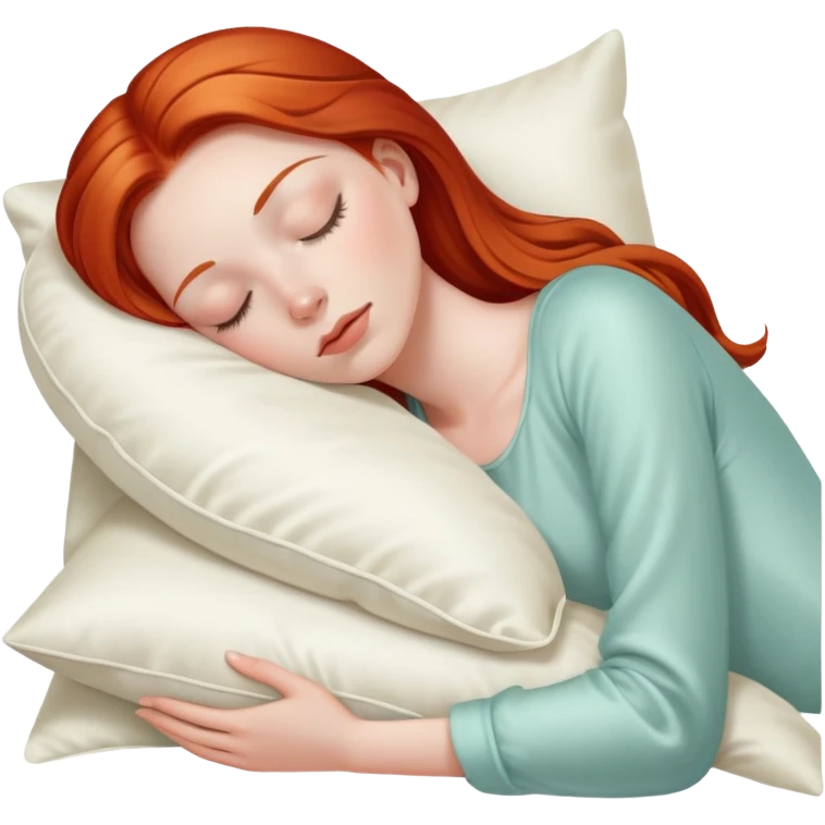 Sleeping beauty redhead white girl with a silk pillow emoji