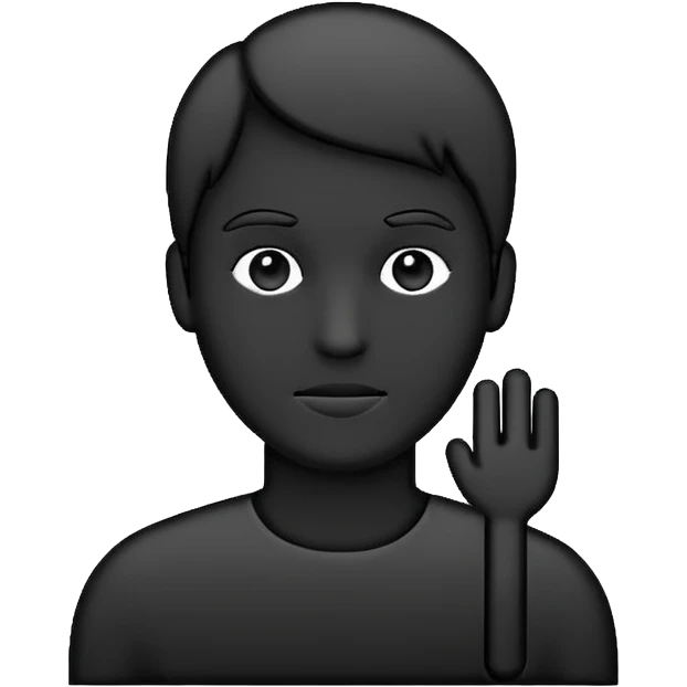 Minimalistic flat vector icon, iOS style, thin black outline on white background. Person silhouette. Black, completely monochrome, matte.  emoji