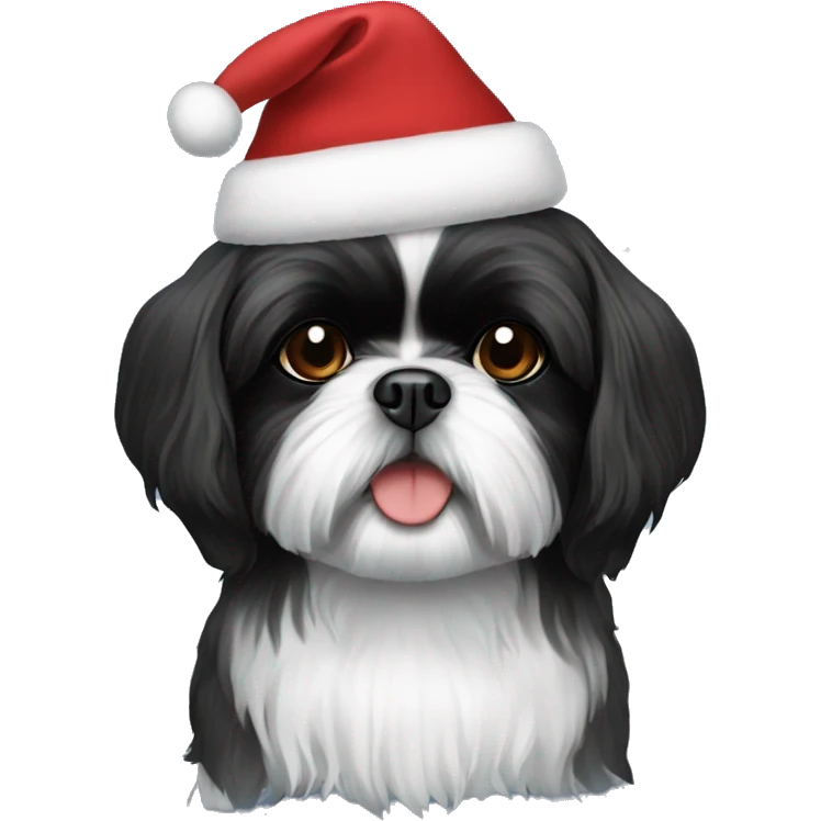 Black Shih Tzu Christmas emoji