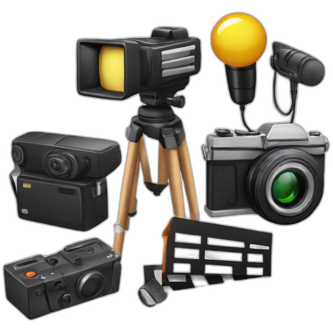 camera, clapperboard, microphone, headphone emoji