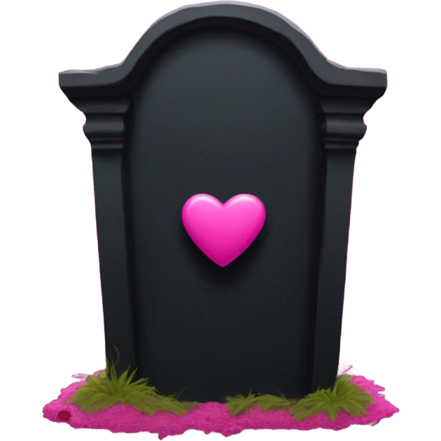 a black Grave with the letters RIP in a dark pink heart emoji