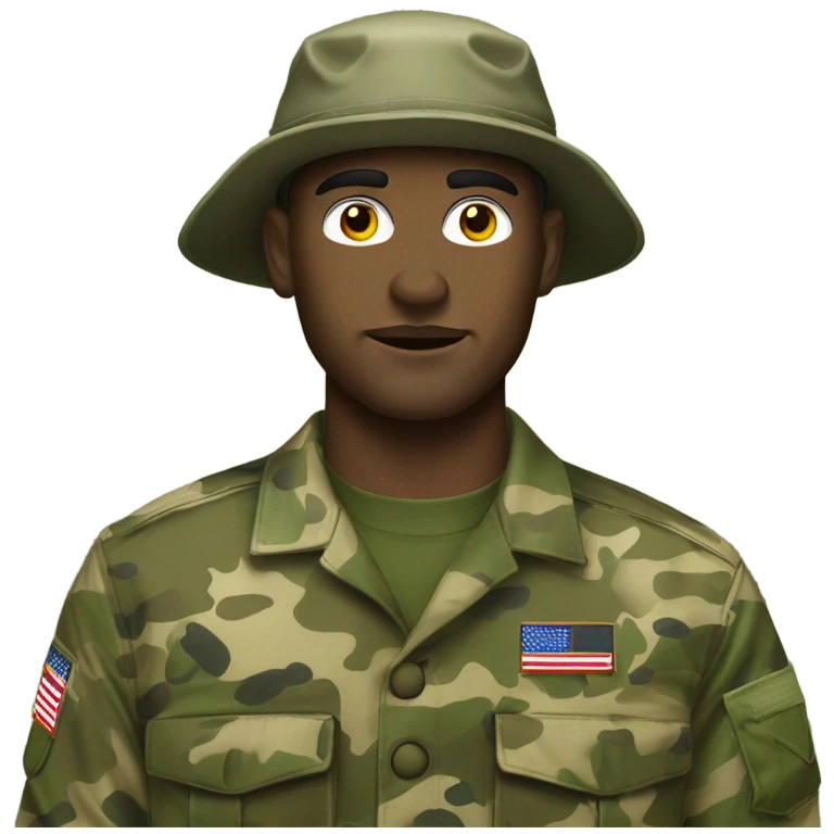 white man recon marine wearing camouflage paint and jungle fatigues with bush hat emoji