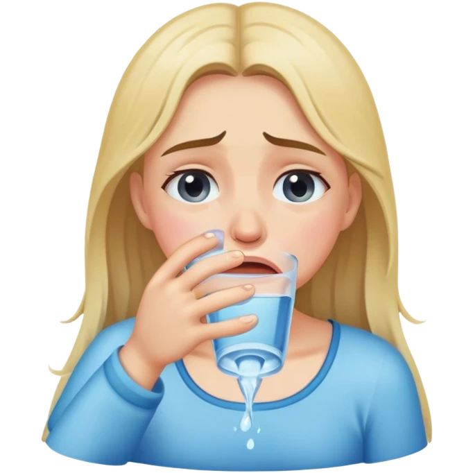 Girl crying drinking water emoji