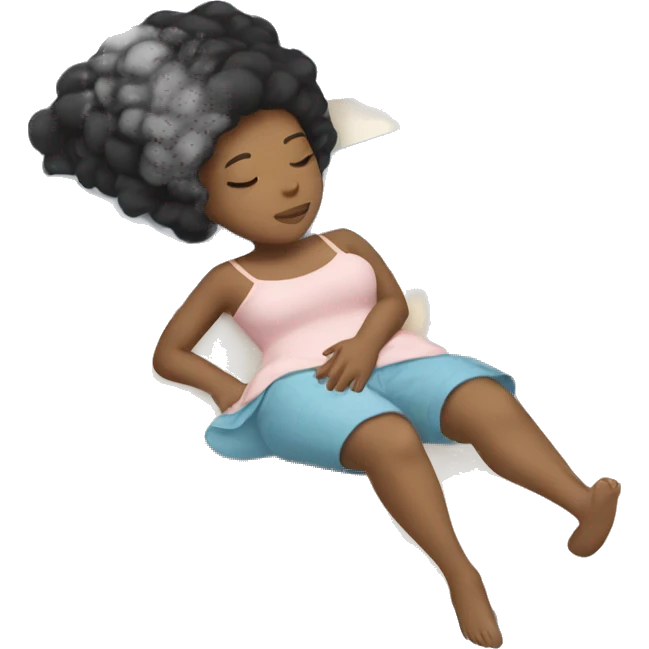 Black hair light skin girl sleeping  emoji