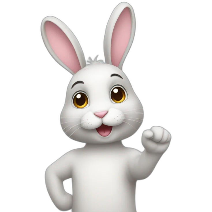 A bunny with a raised hand  emoji