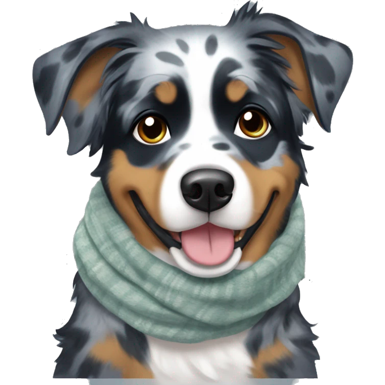Blue merle aussie rottie mix with scarf  emoji