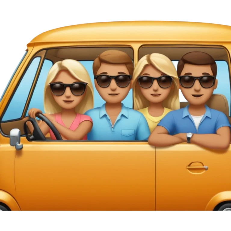 road trip, van with friends emoji