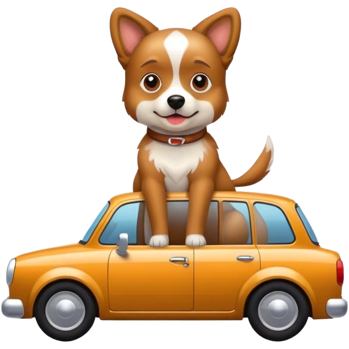A dog on a car emoji