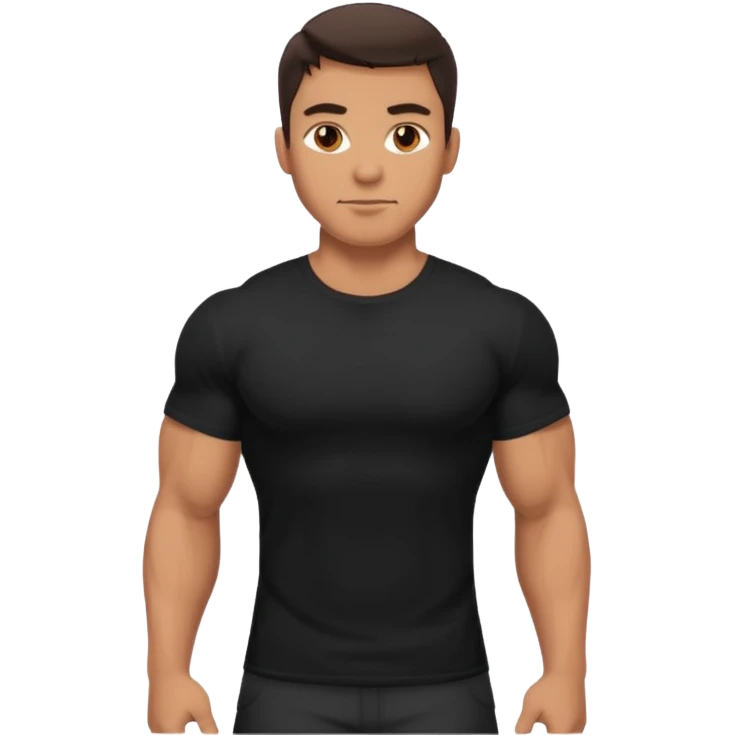 Generate a muscular guy wearing plane black t shirt emoji