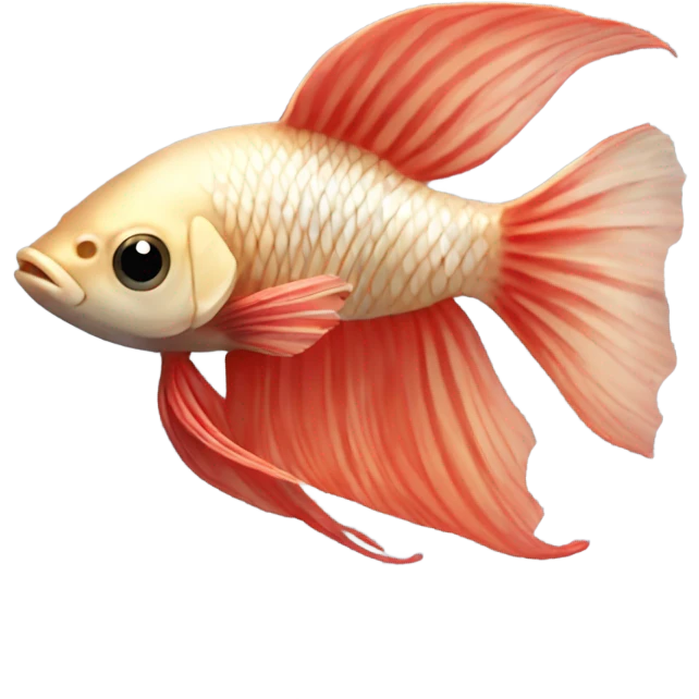 Beige betta fish with light red short fins, position: full profile emoji