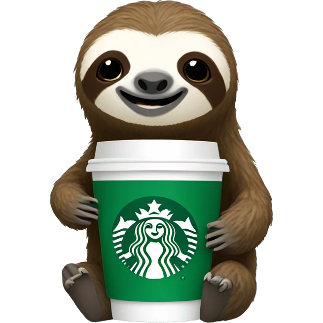 Sloth with a Starbucks emoji